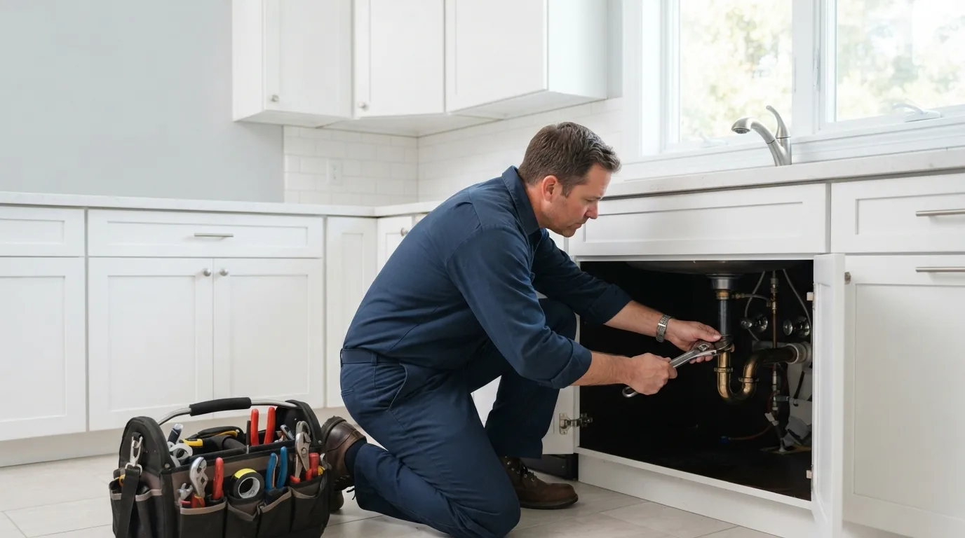 Licensed All Pro Plumbers technician repairing a pipe on a service call